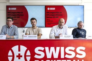 Swiss Basketball a donné une conférence de presse mercredi avant le début de la saison des championnats KEYSTONE/PETER SCHNEIDER